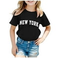 thumbnail image 1 of Tween Girl's Casual T-Shirt New York Print Crew Neck Short Sleeve Tee Shirt, 1 of 3