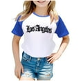 thumbnail image 1 of Tween Girl's T-Shirt Los Angeles Printed Raglan Short Sleeve T Shirt Children Casual Tees, 1 of 3