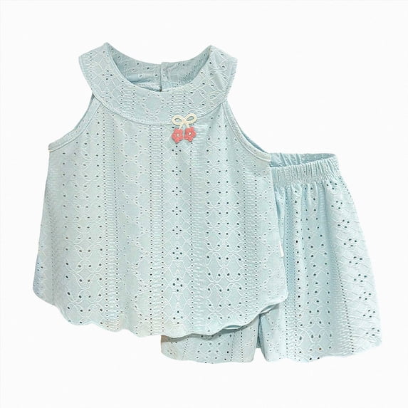 Tween Girls 11-13T 2PC Summer Outfit Set Soft Bow Tank Top + Casual Shorts Gibobby,11-12 Years,Blue