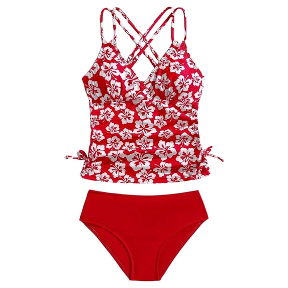 Tween Girls Bikini Sets Sporty Color Block Two Piece Adjustable Straps Swimsuits with Chest Pad Size 10-18 Years Bathing Suits for Girls 2 Piece