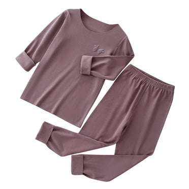 Tween Girls Boys Pajamas Set Kids Solid Color Pajama Top Kids Winter Pants Kids Winter Sleepwear 2 Pieces Set Toddler Christmas Pjs for Little Girls Boys 6-7 Years