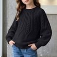 thumbnail image 1 of Tween Girls Cable Knit Pullover Sweaters Crewneck Long Sleeve Chunky Warm Tops Fall Winter Casual Loose Fit Jumper Outerwear for Kids Toddler School Holiday, Size 10-12, 1 of 5