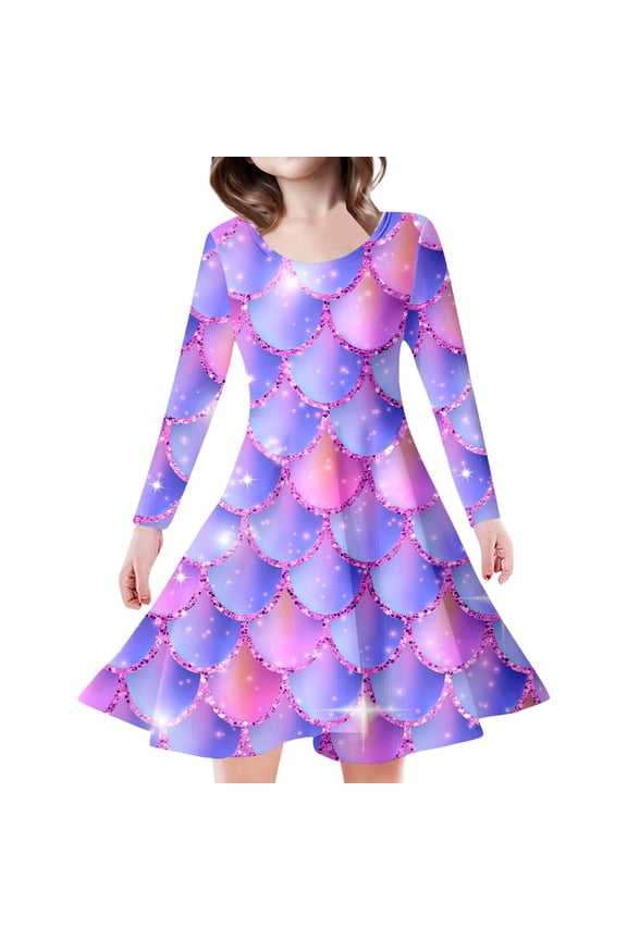 Tween Girls Casual Dresses Sparkling Pretty Sequin Fashion Slim Fit Girls Hawaiian Dress,Purple,Size 10-13 Years