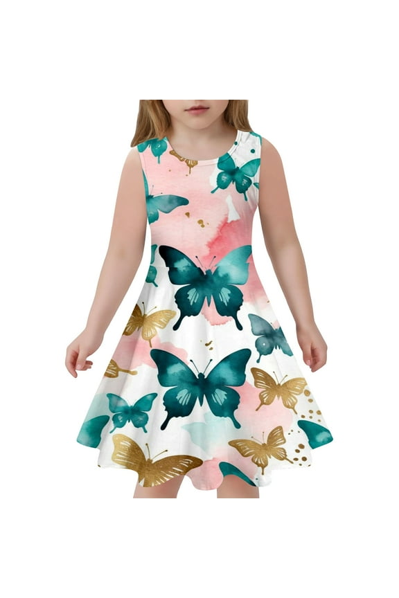 Tween Girls Dresses Fashion Slim Sleeveless Dress