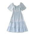 thumbnail image 1 of Tween Girls Dresses Striped Swing Long Sleeve Party Kids Age 7 12 Elastic Waist Playwear Photoshoot Picnic Dress, 1 of 9