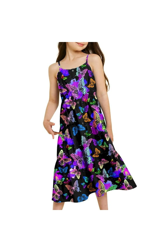 Tween Girls Dresses Summer Size 12 Beach Vacation Clothes Tie Dye Sundress Girls Bes Day Easter Dresss A-Line Floral Princess Dress Spring Summer Dresses Beach Vacation Outfit