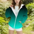 thumbnail image 1 of Tween Girls Fall Long Sleeve Shirt New Teen Girls Zip up Hoodies Fleece Lined Thermal Jacket Casual Long Sleeve Hooded Sweatshirts Fall Gradient Coat Army Green 10-11 Years, 1 of 4