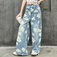 thumbnail image 1 of Tween Girls Flare Jeans - Long Bell Bottom Wide Leg Denim Pants,Crossover Flare Leggings for Girls Toddler Girl's Star Pattern Jeans Kids Jeans Girls, 1 of 7