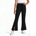 thumbnail image 1 of Tween Girls Flare Leggings Ribbed Knit Elastic Waist Drawstring Yoga Pants for School Daily Wear Trousers, 2T-10Y, 1 of 8