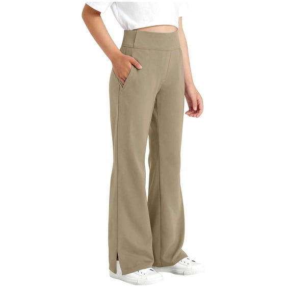 Tween Girls Flare Pants High Elastic Waistband Stretchy Bootcut Yoga Leggings for Dance School Daily Outfits, 6Y-15Y