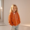 thumbnail image 1 of Tween Girls Hoodie Kids Orange Zip Hoodies Casual Long Sleeve Sweatshirts Fall Winter Clothes Girls Toddler Clothes 11-12 Years, 1 of 7