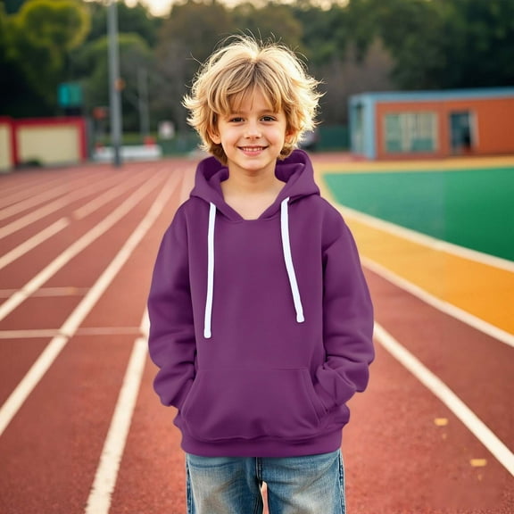 Tween Girls Hoodies Purple Hoodie Long Sleeve Pullover Tops Fall Winter Clothes Little Boy Clothes 11-12 Years