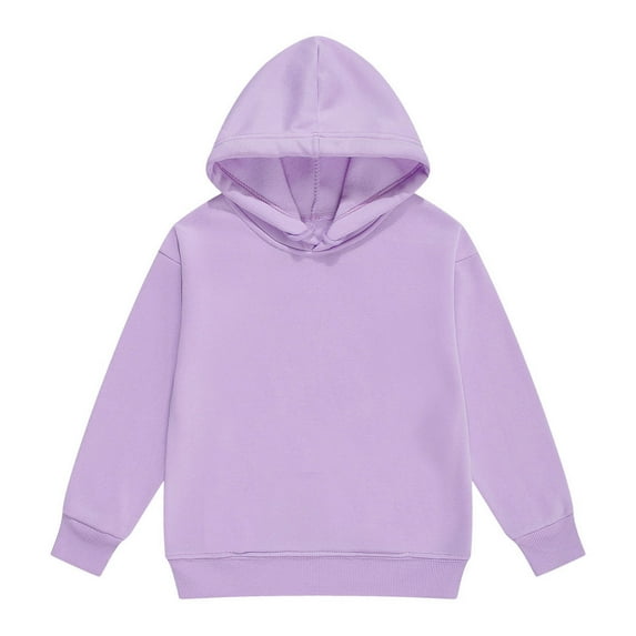Tween Girls Hoodies Sweatshirts Long Sleeve Pullover Solid Casual Outerwear Lined Hooded Sweater Clothes Purple Size 10-11T
