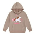 thumbnail image 1 of Tween Girls Hoodies Sweatshirts Winter Warm Cartoon White Horse Print Kids Pullover Hoodie With Drawstring Pocket Long Sleeve Ranch Clothing Khaki Size 10-11T, 1 of 4