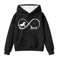 thumbnail image 1 of Tween Girls Hoodies Sweatshirts Winter Warm Pullover With Pocket Cute Horse Print Long Sleeve Hooded Sweatshirt Kids Clothing Black Size 10-11T, 1 of 4