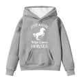 thumbnail image 1 of Tween Girls Hoodies Sweatshirts Winter Warm Pullover With Pocket Cute Horse Print Long Sleeve Hooded Sweatshirt Kids Clothing Grey Size 10-11T, 1 of 4