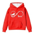 thumbnail image 1 of Tween Girls Hoodies Sweatshirts Winter Warm Pullover With Pocket Cute Horse Print Long Sleeve Hooded Sweatshirt Kids Clothing Red Size 10-11T, 1 of 4