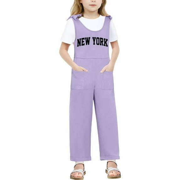 Tween Girls Jumpsuits Overalls Casual School Romper Letter Print Suspenders with Pockets Spring Summer Romper Girls Clothes Size 11-12 Years