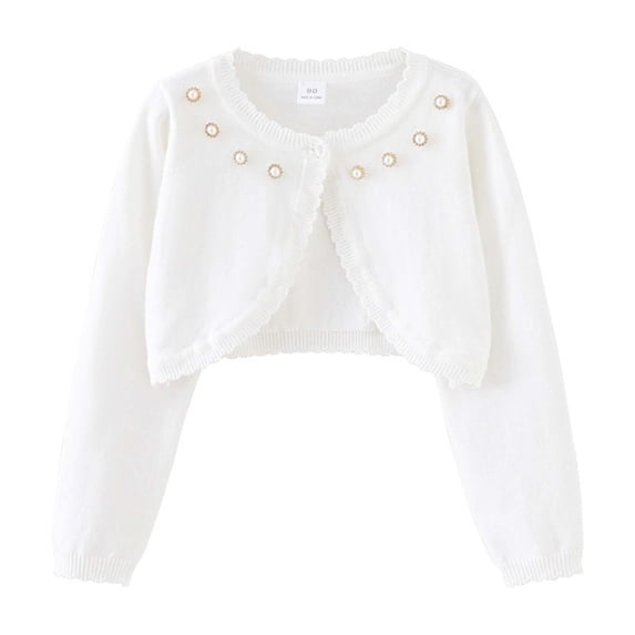 Tween Girls Knit Cardigan Sweater Casual Summer Fall Outerwear Kids Girls With Rhinestone Clothes White Size 11-12T