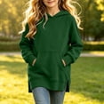 thumbnail image 1 of Tween Girls Long Tunic Hoodies Long Sleeve Pullover Sweatshirts with Kangaroo Pockets Side Slit Relaxed Fit Casual Fall Outfits Activewear Trendy Fashion Tops, Size 9-10, 1 of 5