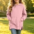 thumbnail image 1 of Tween Girls Long Tunic Hoodies Long Sleeve Pullover Sweatshirts with Kangaroo Pockets Side Slit Relaxed Fit Casual Fall Outfits Activewear Trendy Fashion Tops, Size 9-10, 1 of 5