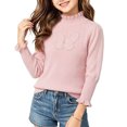 thumbnail image 1 of Tween Girls Mock Neck Sweaters Rhinestone Butterfly Graphic Long Sleeve Pullover Tops Ruffle Trim Knit Jumper Elegant Fall Winter Clothes for Kids Tweens, Size 7-8, 1 of 4