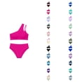 thumbnail image 1 of Tween Girls One Shoulder Color Block Two Piece Bikini Swimsuit with Chest Pad for Beach Swimming Summer 9-10 Years, 1 of 6