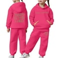 thumbnail image 1 of Tween Girls Outfits Sets Boys Long Sleeve Solid Warm Hoodie Pullover Tops Pants Kids Sweat Suit Fall Girls Clothing Sets Hot Pink Size 10-11T, 1 of 7