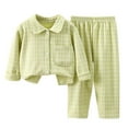 thumbnail image 1 of Tween Girls Outfits Sets Soft Lined Collar Kids Pajama Set Spring Homewear Clothing Light Green Size 10-11T, 1 of 3