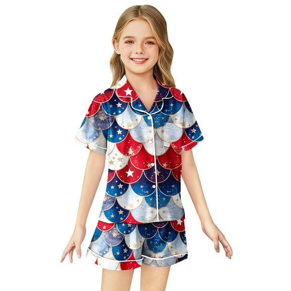 Tween Girls Pajama Set Colorful Girls Button Down Pajamas Set Toddler Nightgown Pajamas Boys Size 12-13 Years