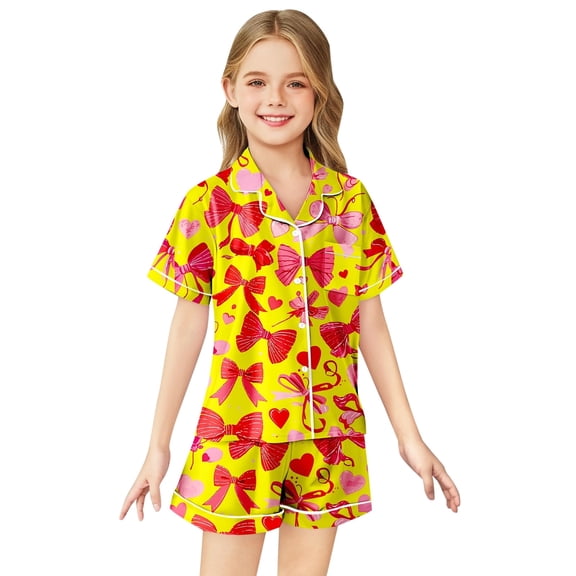 Tween Girls' Pajama Sets Fashion Girls Button Down Pajamas Set Girls' Fashion Pajamas Set Christmas Pjs Kids 12-13 Years Cute Girl Clothing