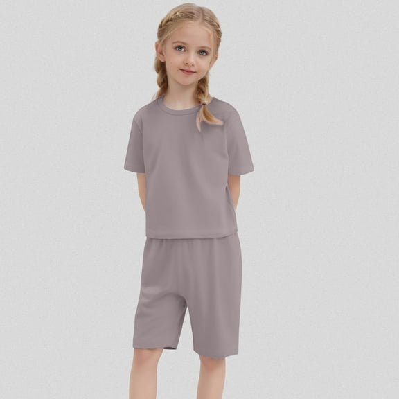 Tween Girls Pajamas Set Short Sleeve Crewneck Pullover Top and Shorts Set Toddler Girl Sleepwear Summer Tween Boys Clothes 12-13 Years