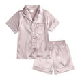 thumbnail image 1 of Tween Girls Silk Pajamas Set Button Down Sleepwear with Shorts Girls Pajama Set Kids Pajamas Girls 12-13 Years, 1 of 2