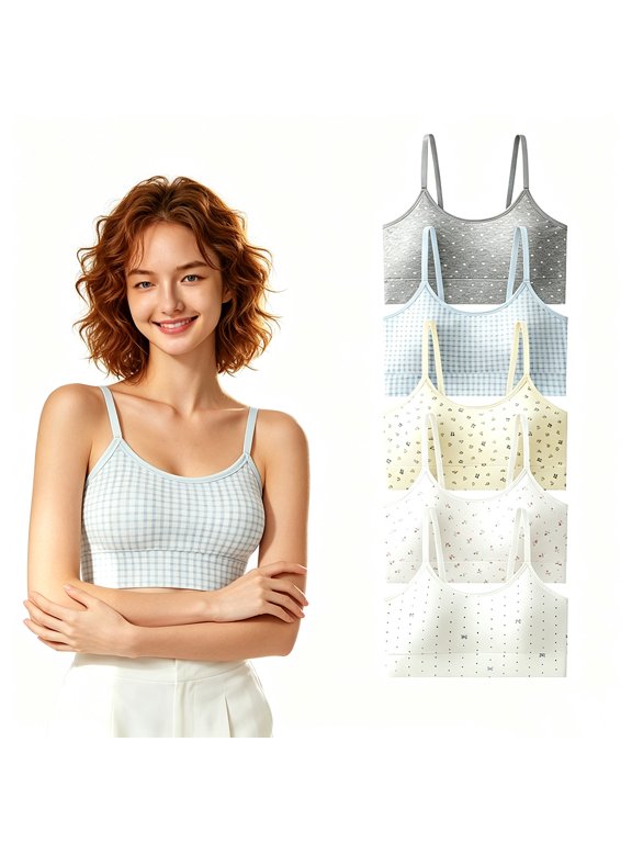 Tween Girls Soft Cotton Padded Training Bra Crop Cami Adjustable Straps Wireless