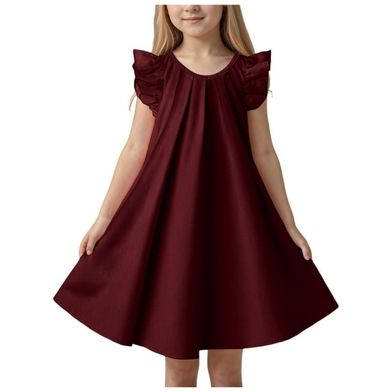 Tween Girls Summer Bubble Dress Ruffle Sleeve Casual Party Midi Dresses Girls Dresses Size 10-12 Spring Smocked Dress Princess Dress