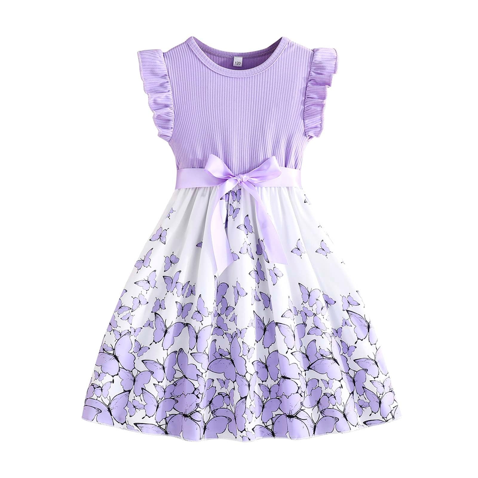 Toddler Girls Flutter Sleeve Dress - Ruffle Bottom, Above Knee Length, Soft Milk Silk Material For Summer & Special Occasions