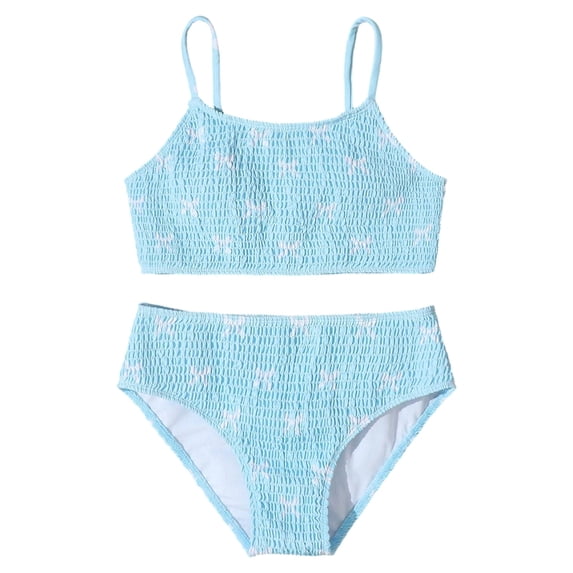 Tween Girls Swimsuit Summer Floral Print Swimwear Two Piece Cute Ruffle Bikini for Beach Pool Swim Bathing Suit Swimsuits