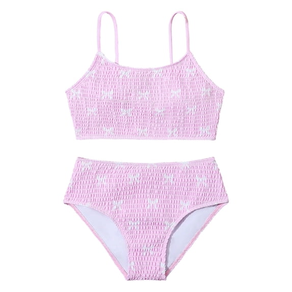 Tween Girls Swimsuit Summer Floral Print Swimwear Two Piece Cute Ruffle Bikini for Beach Pool Swim Bathing Suit Swimsuits