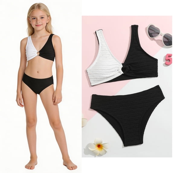 Tween Girls Swimsuits 2 Piece Quick Dry Girls Bikini with Chest Pad Tween Bathing Suit 13-14 Years