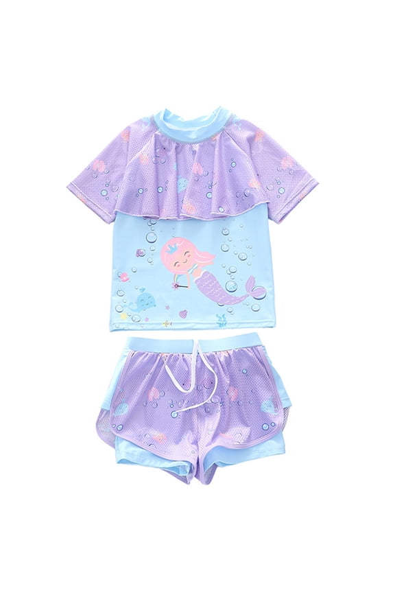 Tween Girls Swimsuits 2 Piece Two Piece Cute Sporty Swimsuit for Kids Youth Swim Outfit with Fit Swimwear 4-5 Years