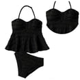 thumbnail image 1 of Tween Girls Swimsuits Ribbed Tankini 2 Piece Swimwear Sets with Chest Pad Girl Bathing Suits Size 11-12 Years, 1 of 4