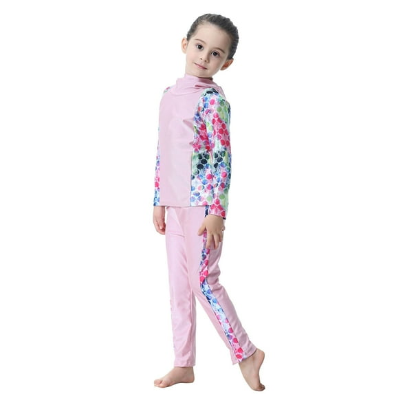 Tween Girls Swimsuits Two Piece Rash Guard Full Coverage Long Sleeve Swim with Skirt Friendly Beachwear Swimwear 12-13 Years