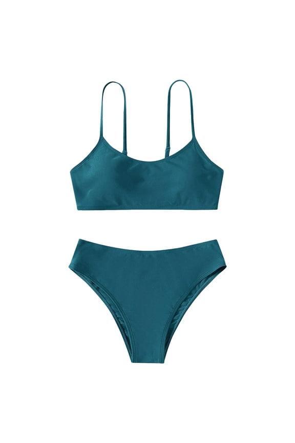 Tween Girls' Swimsuits Two Piece Sport Solid High Waist Bikini Set Beach Bathing Suit Swimwear for Kids Size 10-11T