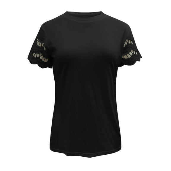 Tween Girls T Shirt Lace Solid Short Sleeve Loose Tee Shirt Spring Summer Casual T-Shirt