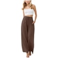 thumbnail image 1 of Tween Girls Trendy Clothes Dressy Teen Girls Cotton Linen Wide Leg Pants Summer Palazzo Pants Petite Drawstring Casual Lightweight Flowy Long Trousers, 1 of 6
