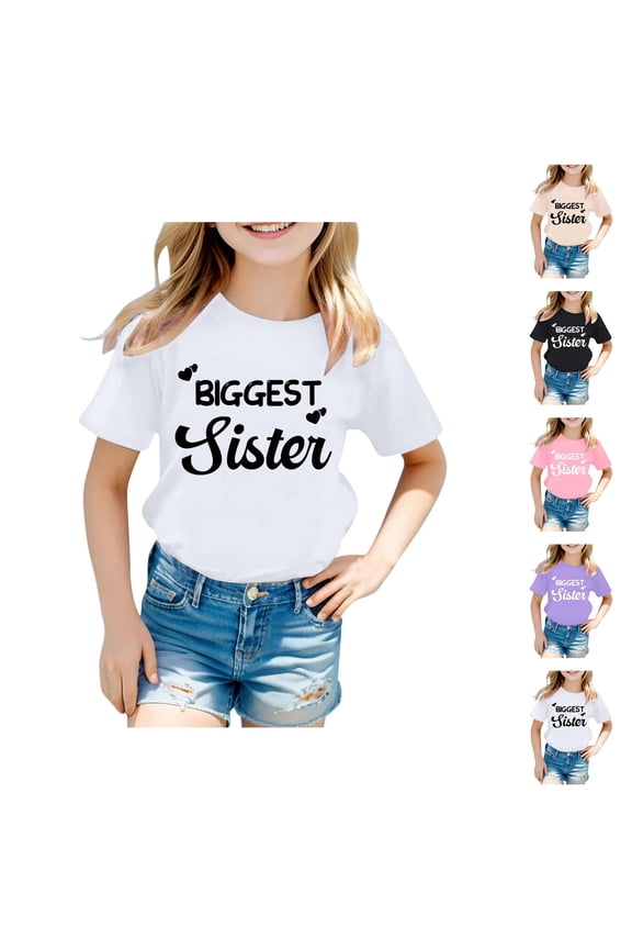 Tween Girls Trendy Clothes Letter Print Fashion Casual Round Neck Short Sleeved T Shirt Top Comfortable Girls Tops