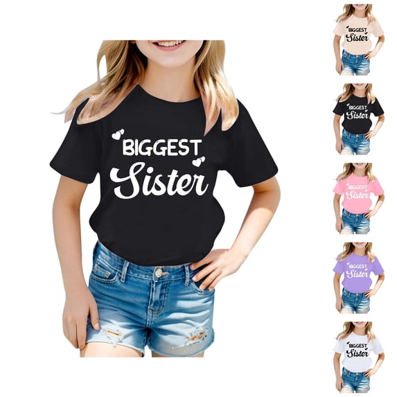 Tween Girls Trendy Clothes Letter Print Fashion Casual Round Neck Short Sleeved T Shirt Top Comfortable Girls Tops
