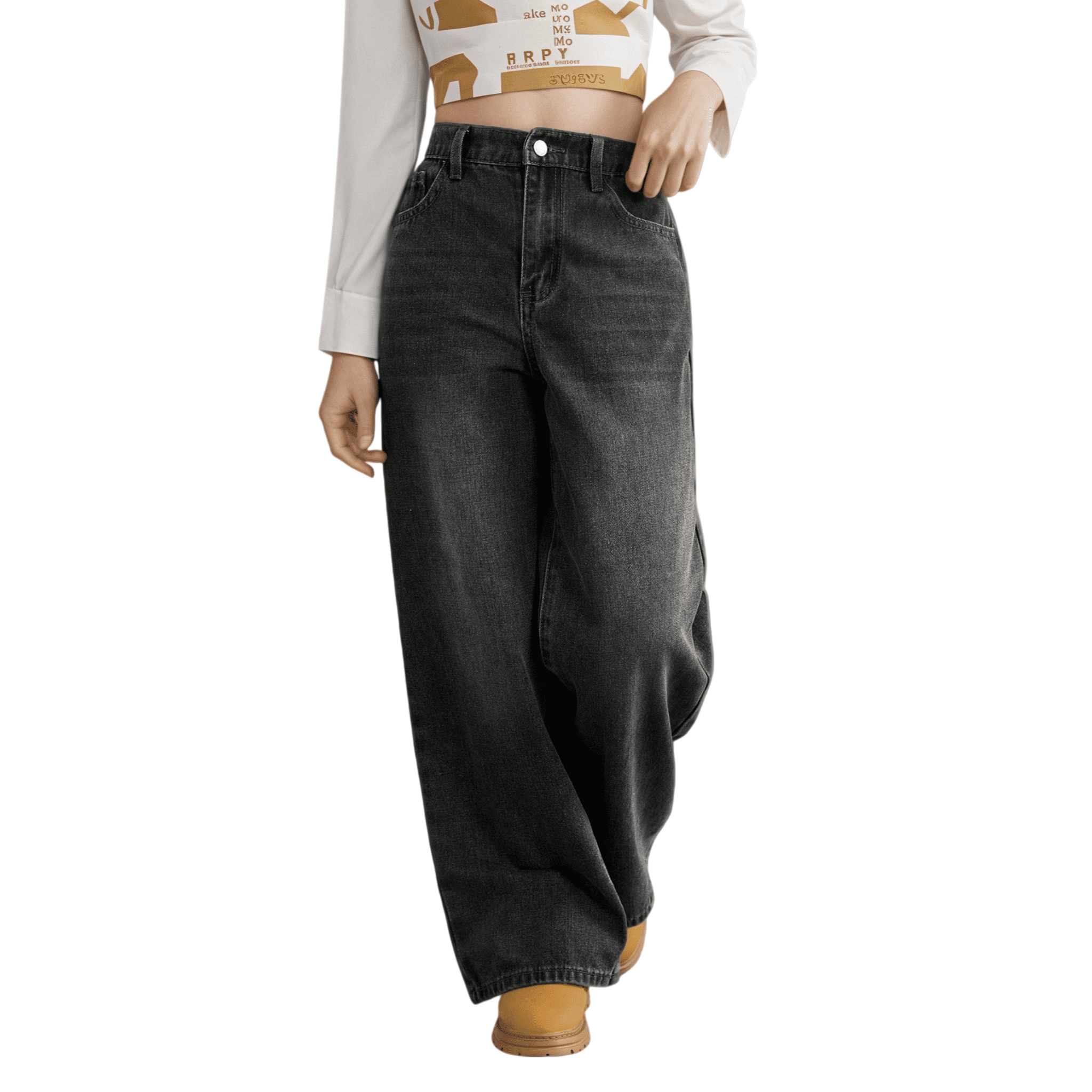 Juslio Girls Pants Casual Unisex Child Jeans Loose Straight Leg