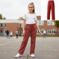 thumbnail image 1 of Tween Girls Wide Leg Pants Linen Pants Comfortable Casual Trousers Brick Red Breathable Joggers for Boys Girls Uniform Pants 10-11 Years, 1 of 6
