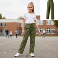 thumbnail image 1 of Tween Girls Wide Leg Pants Linen Pants Elastic Waist Straight Leg Green High Waisted Cute Summer Outfits for Girls 12-13 Years, 1 of 5